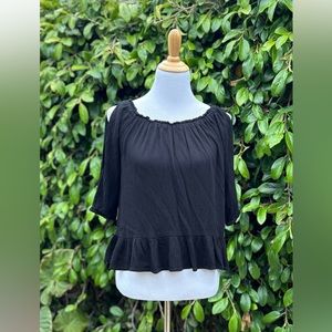 Sanctuary black cold shoulder small top blouse